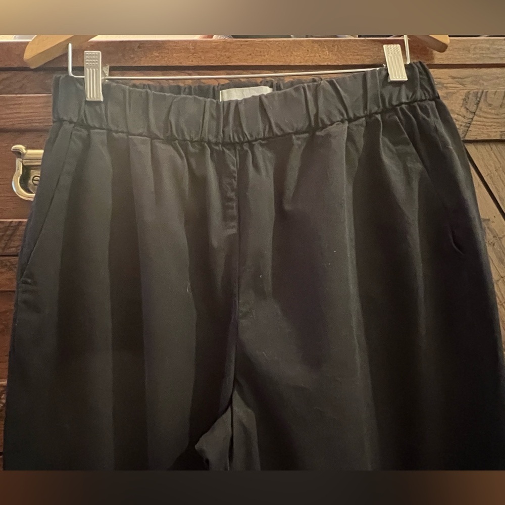 Everlane Wide Leg The Easy Pull On Black Organic Cotton Pants Sz 12 EUC - Picture 8 of 15